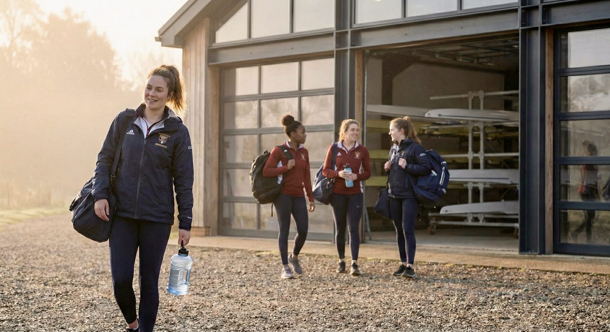 Group of rowers showing rowing motivation by arriving early for practice